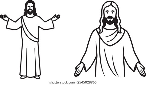 Prinjesus christ illustration. hand drawn vintage  jesus christ son of god black and white vector illustration  isolated white background