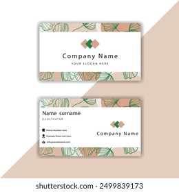 Print Abstract Business Card Design With Front And Back Views.