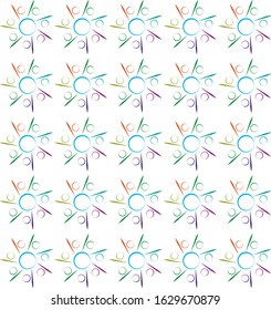 print abstract circular design in eight colour 
