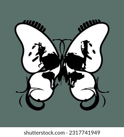 print abstraction skull sketch butterfly