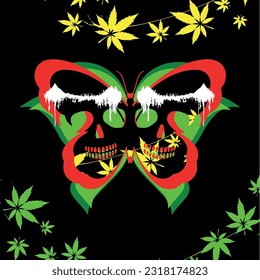 print abstraction skull sketch butterfly