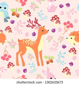 print animal pink background seamless pattern