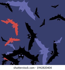 Print Attack Night Red Art Flying Bats Fabrics. Spooky Black Eyes Motion Background. Colorful Creepy Scary Retro Sky Bats Vector Design Pic. Chaos Purple Gothic Pink Halloween Modern Design.