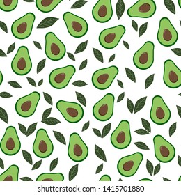 Print with avocado.Summer green seamless pattern with avocado.Seamless vector pattern. Vegan food.Vector illustration