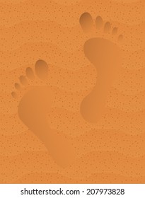 Print of barefooted legs on beach sand
