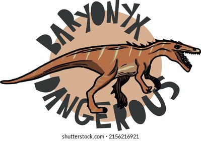 Print with baryonyx. Print for  t-shirt, fabric, textile, web, art, clothes, poster, card, stationery  and other design.
