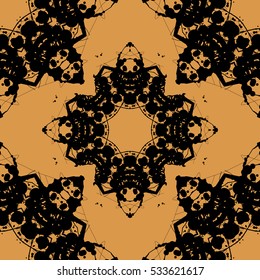 Print Based on Rorschach inkblot test. Abstract seamless pattern. For fabric, wallpaper, print, warping paper seamless drowing.
