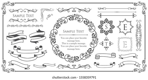 Print Beautiful decorative material with a sense of quality. Decoration. greeting card. Premium decoration. Ticket design. Antique ruled lines. High-quality box border. Design template.