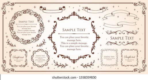 Print Beautiful decorative material with a sense of quality. Decoration. greeting card. Premium decoration. Ticket design. Antique ruled lines. High-quality box border. Design template.