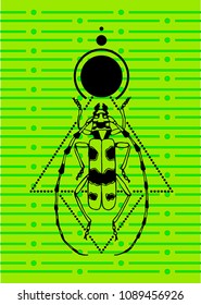 Print beetle color vector