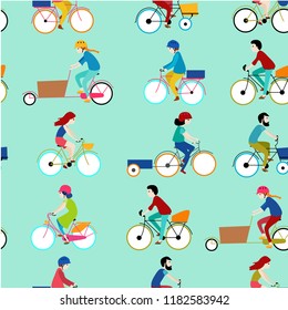 print bicycle seamless pattern green mint background