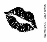 Print of black lips. Vector illustration.