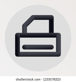 Print blended bold black line icon. Vector illustration of printer shape fluid pictogram in a circle over white background for your graphic and web design
