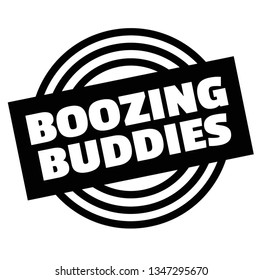 Print boozing buddies stamp on white