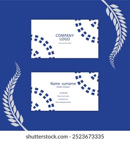 Drucken Sie die Visitenkartenvorlage mit einem blauen Design.