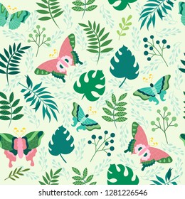 print butterfly green seamless pattern vector design illustration