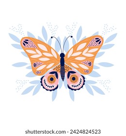 Print with butterfly. Vector illustration
