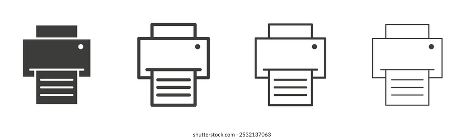 Print button icon in fill and three stroke sizes