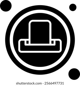 Print Button Solid Style Icon Design