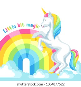 Print or card with unicorn and fantasy items.