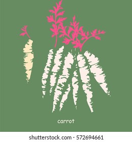 Print with carrots. Hand print.