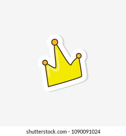 Print with a cartoon crown in the style of pop art. Vector illustration. Fashionable design of clothes for girls. Sticker, badge, patch.