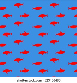 Print with cartoon sharks. Vector pattern.