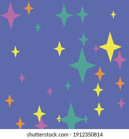 Print Chaotic Colorful Yellow Magic New Year Background. Pink Cozy Orange Pastel Stars Wallpaper. Luxury Night Green Violet Winter Pattern. Mystery Holiday Purple Christmas Sky Composition.