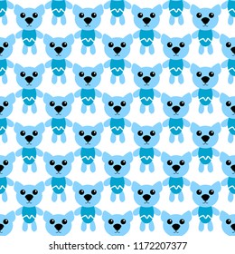Print for children with blue bears on a white background. For Wallpaper, wrapping paper, background, decor, textile, fabric.