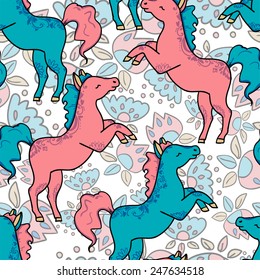 print children's pony horse vector illustration seamless