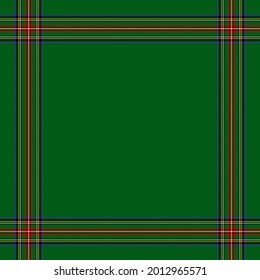 Print for Christmas scarf with classic green tartan check plaid pattern. Square Royal Stewart traditional Scottish tartan graphic background for winter holiday elegant design. Striped texture.