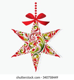 Print. Christmas star. Christmas toy. Isolated object. 