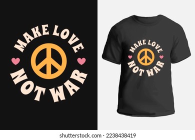 Print for clothes with a pacifical sign and the inscription Make love not war. Vector illustration for a T-shirt.