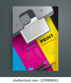 Print cmyk polygraphy theme Flyer Cover design template vector