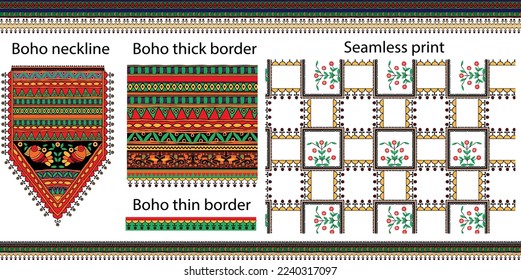 print collection set border print seamless print vector brushes neckline print