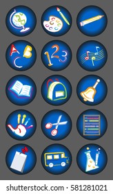 Print the colored buttons signs icons communication school