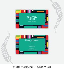 Print colorful Abstract geometric shapes business card template.