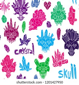 Print with colorful crystal sculls pattern.