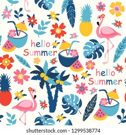 print colorful hello summer vector illustration design