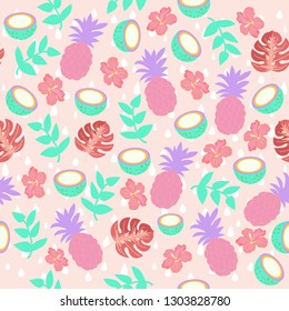 print colorful pink fruit seamless pattern vector illustration background