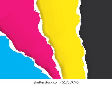 Print Colors Ripped Paper Background.
Colorful Ripped paper with print colors. Concept for presenting color printing. Vector available.