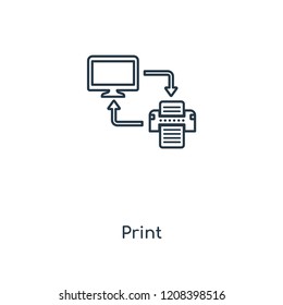 Print concept line icon. Linear Print concept outline symbol design. This simple element illustration can be used for web and mobile UI/UX.