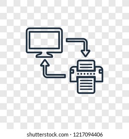 Print concept vector linear icon isolated on transparent background, Print concept transparency concept in outline style
