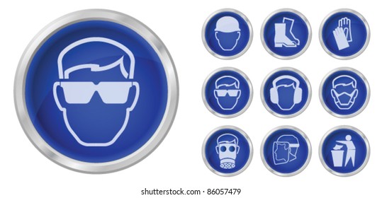 Print Construction health and safety buttons isolated on white background