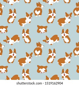 Print with corgi. Funny dogs. Simple minimalistic pattern. Cute children's theme. Background for wallpaper, cards, textiles, web pages.