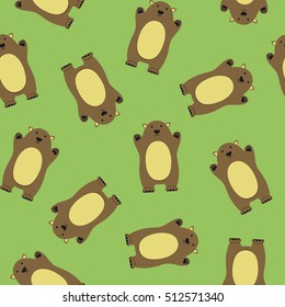 Print with cubs. Background with cute brown bears. Animal Silhouette Background