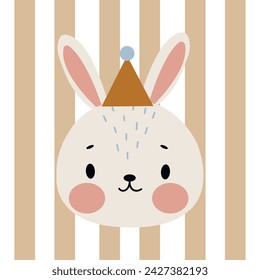 Print with cute bunny. Can be used print print for t-shirts, home decor, posters, cards