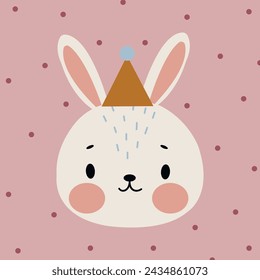 Print with cute bunny. Can be used print print for t-shirts, home decor, posters, cards