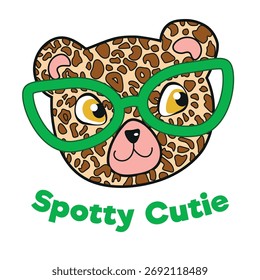 Impresión con versión linda del leopardo para las niñas es impresiones en el Vector aislado. Ilustración vectorial