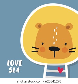 Print with cute lion. Can be used print print  for  t-shirts, home decor, posters, cards
